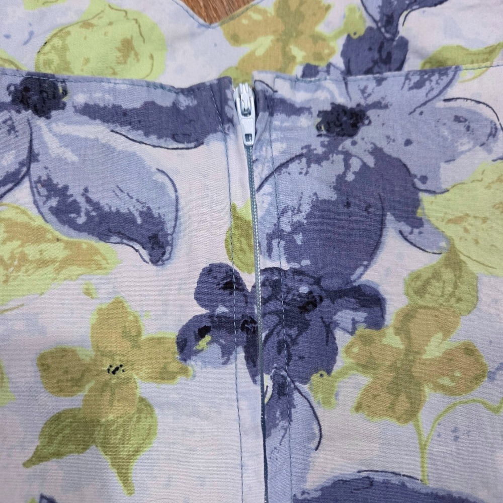 Vintage Faded Glory Womens Blue Green Floral Cotton Dress V-Neck Sleeveless - Picture 6 of 6